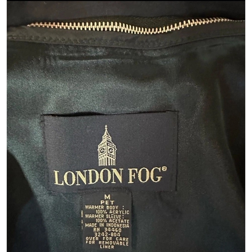 London Fog Navy Trench Coat With Zip Out Lining and Concealed Buttons Size M Pet - Picture 8 of 12